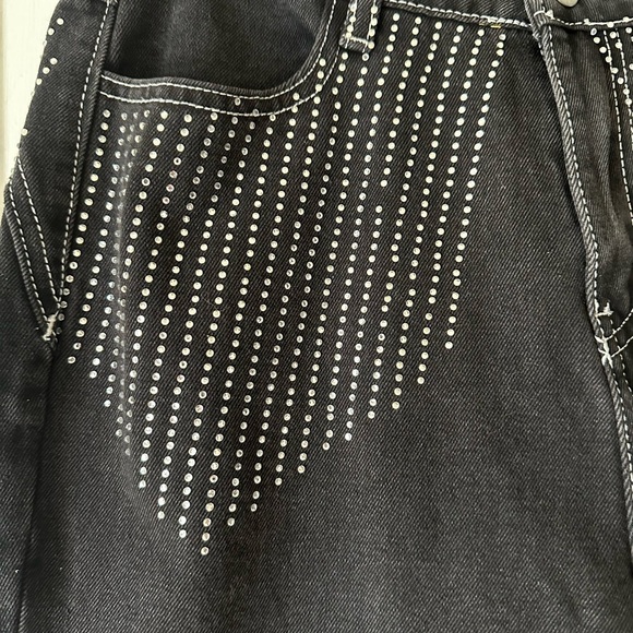 Nasty Gal rhinestone dark wash mom jeans, size 4 - Picture 4 of 10